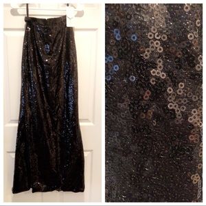 Black sequin maxi skirt